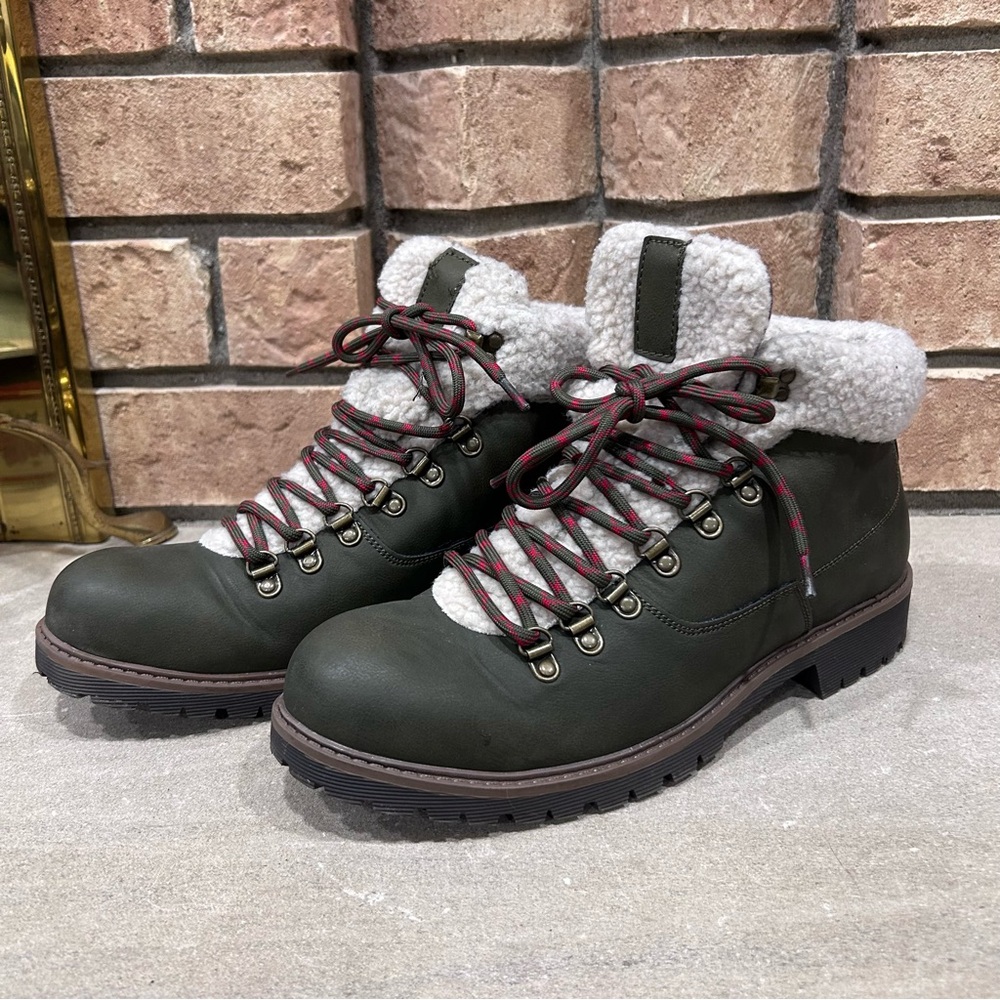sun+stone green leather ankle boots women’s size 9.5
